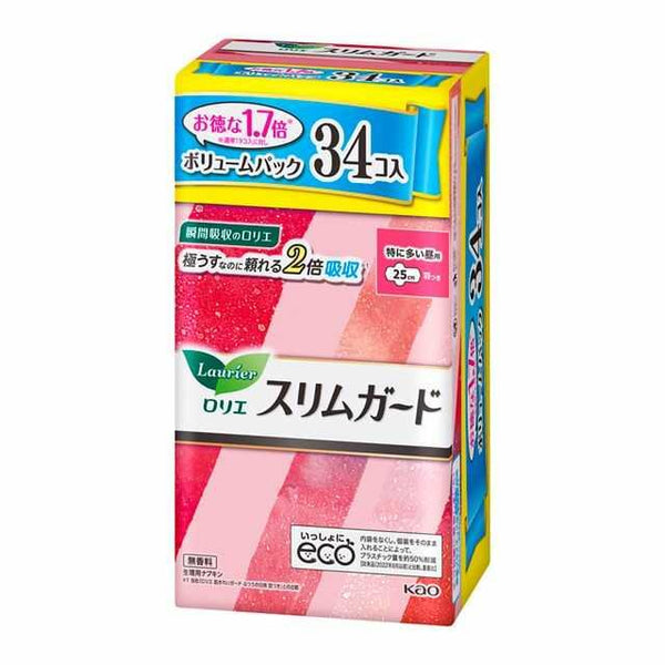 花王 ロリエ スリムガード 特に多い昼用 25cm 羽根つき 34個入り