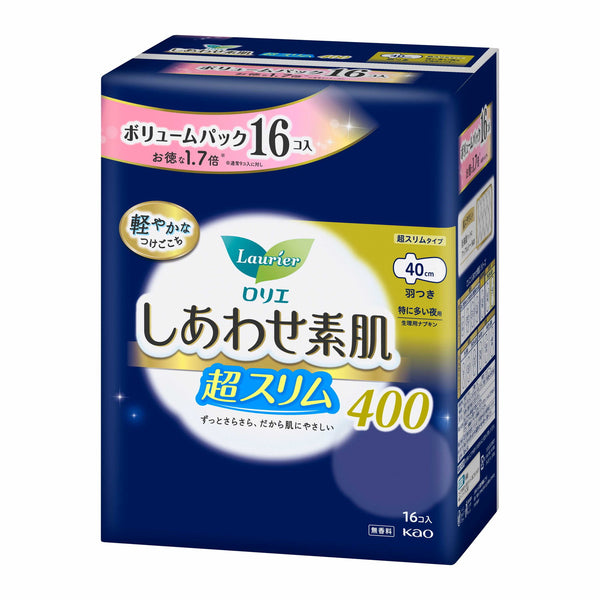 【医薬部外品】花王 ロリエ しあわせ素肌 ボリュームパック 超スリム 特に多い夜用40cm 羽つき 16枚