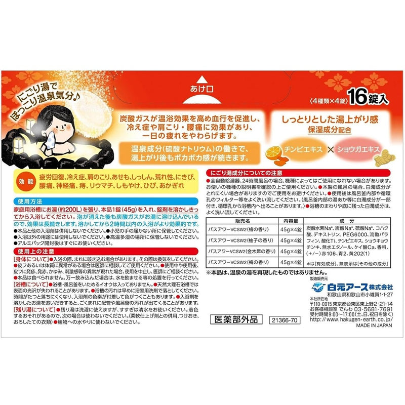 【医薬部外品】白元アース いい湯旅立ちにごり炭酸湯 ぬくもりの宿 4種類×4錠