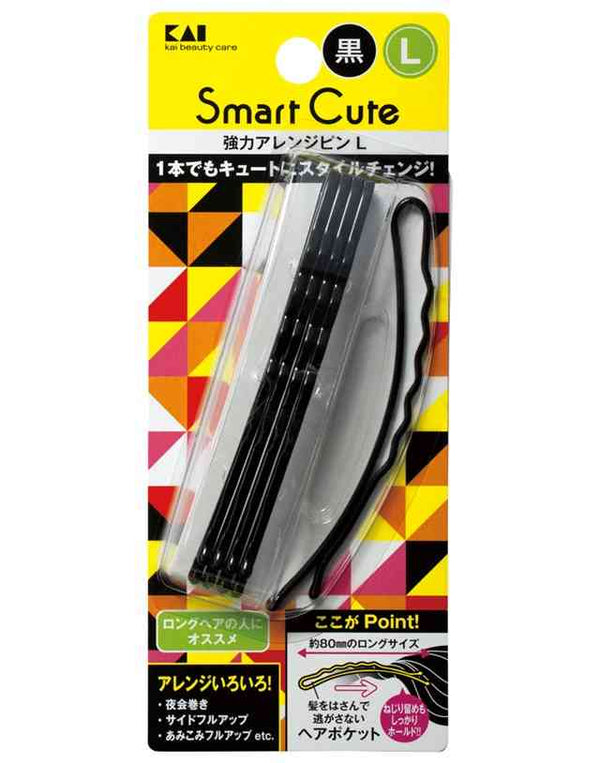 貝印 HC3320 スマートキュート 強力アレンジピンL（黒） 5本入