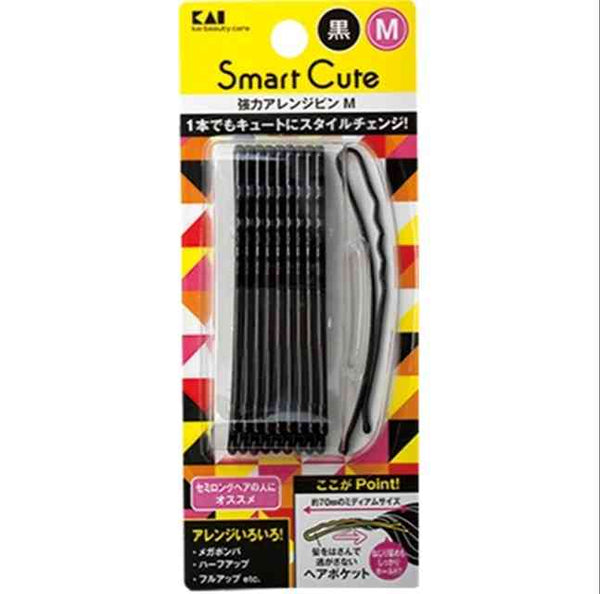 貝印 HC3324 スマートキュート 強力アレンジピンM（黒） 10本入