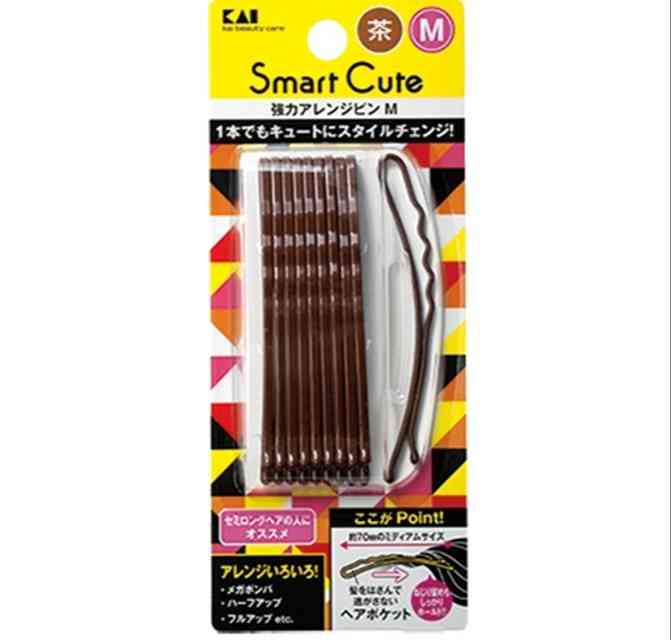貝印 HC3325 スマートキュート 強力アレンジピンM（茶） 10本入