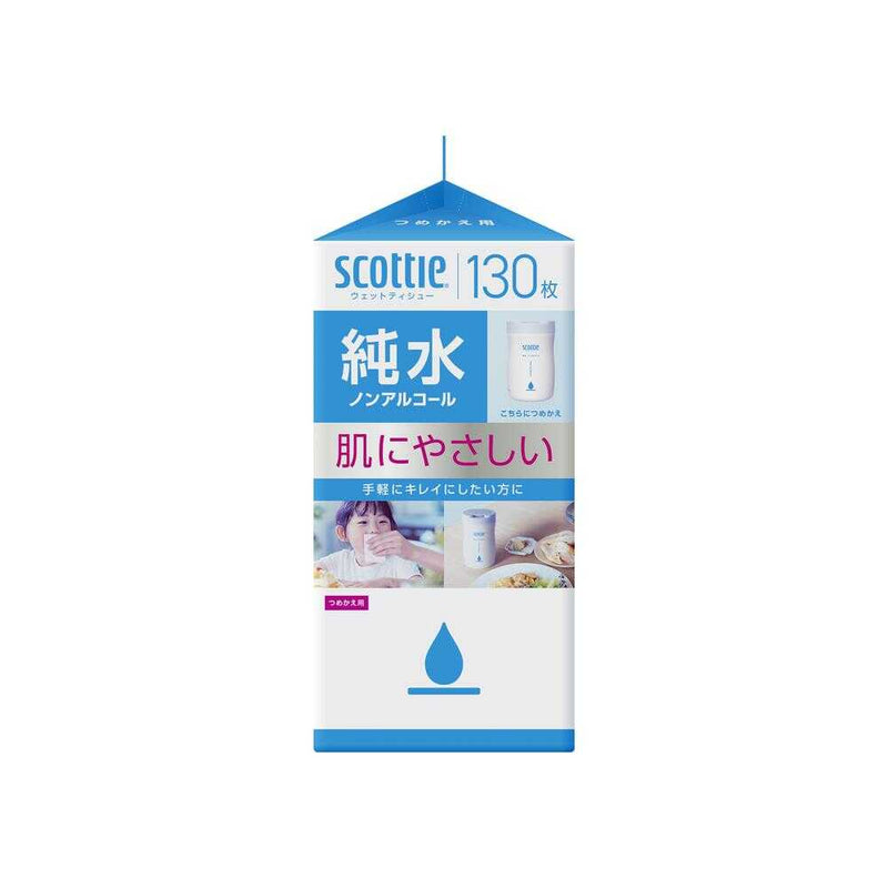 クレシア スコッティ ウェットティシュー 純水 ノンアルコール つめかえ用 130枚