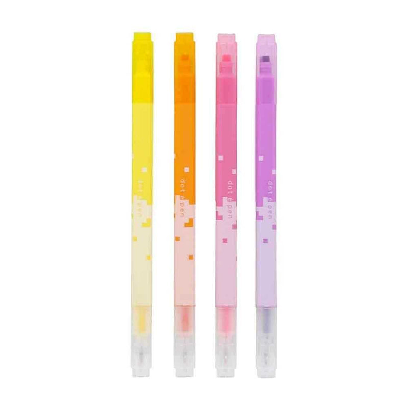 サンスター文具 四角マーカー dot e pen（ドット・エ・ペン） 4本セット