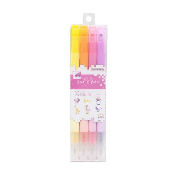 サンスター文具 四角マーカー dot e pen（ドット・エ・ペン） 4本セット