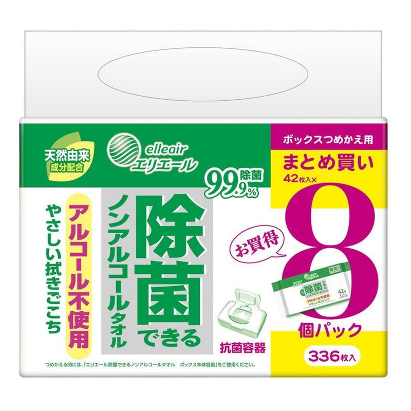 大王製紙 除菌できるノンアルコールタオル ボックスつめかえ用 42枚×8個パック