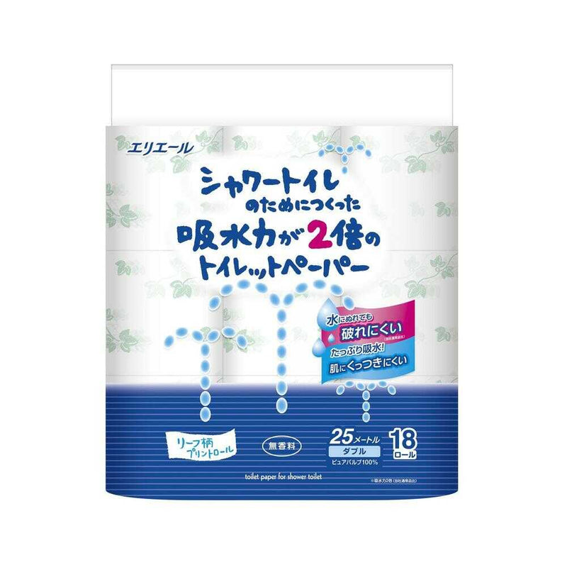 大王製紙 エリエール シャワートイレのためにつくった吸水力が2倍のトイレットペーパー ダブル 18ロール