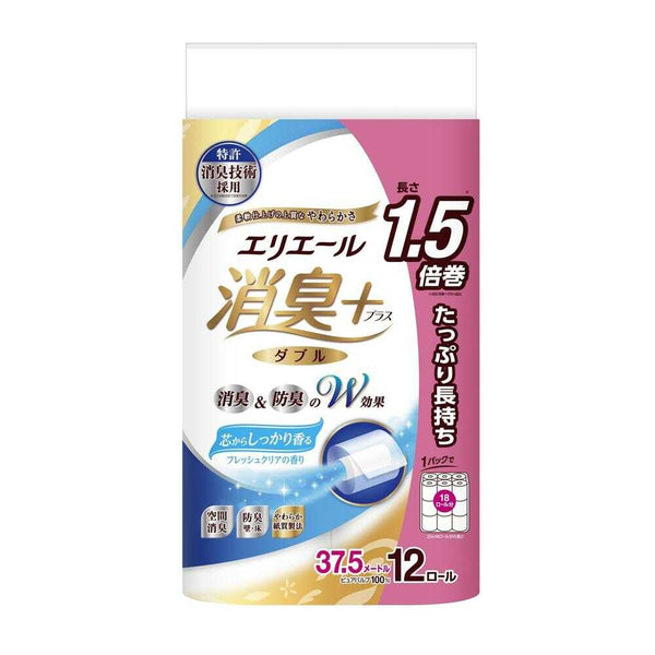 大王製紙 エリエール消臭＋トイレットティシュー芯からしっかり香るフレッシュクリアの香り ダブル 12ロール