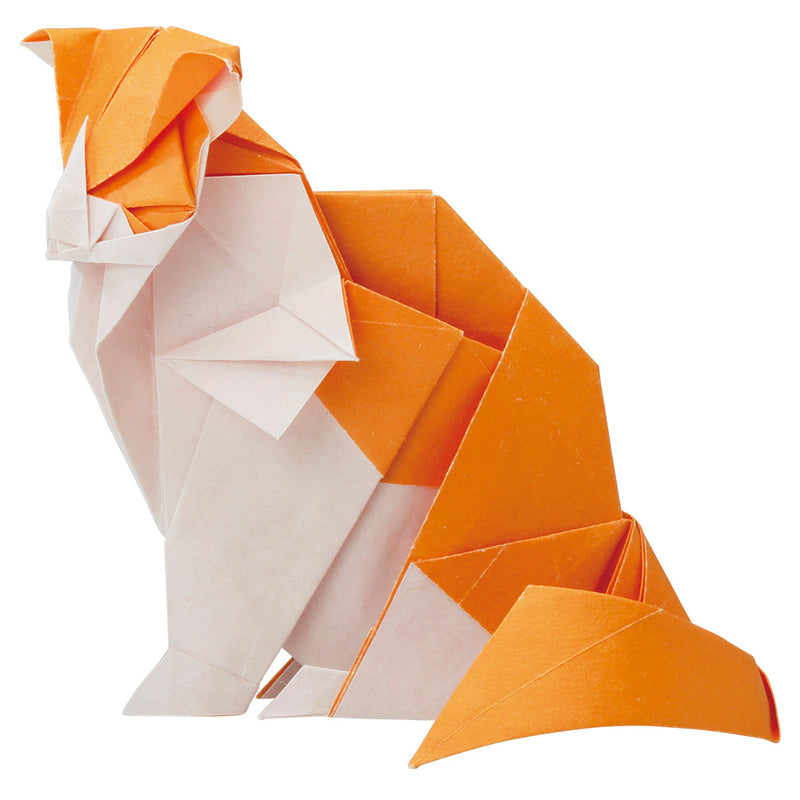 Super difficult origami cat 6 sheets (2 sheets of White Senka paper Okuetsu &lt;Orange&gt;, 4 sheets of high-quality paper)