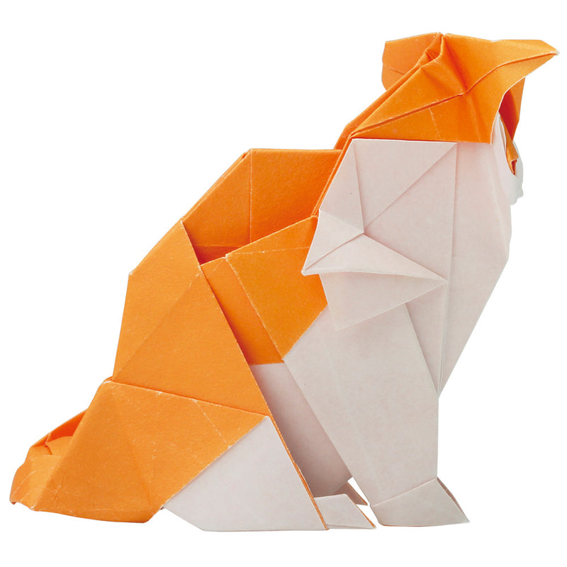 Super difficult origami cat 6 sheets (2 sheets of White Senka paper Okuetsu &lt;Orange&gt;, 4 sheets of high-quality paper)