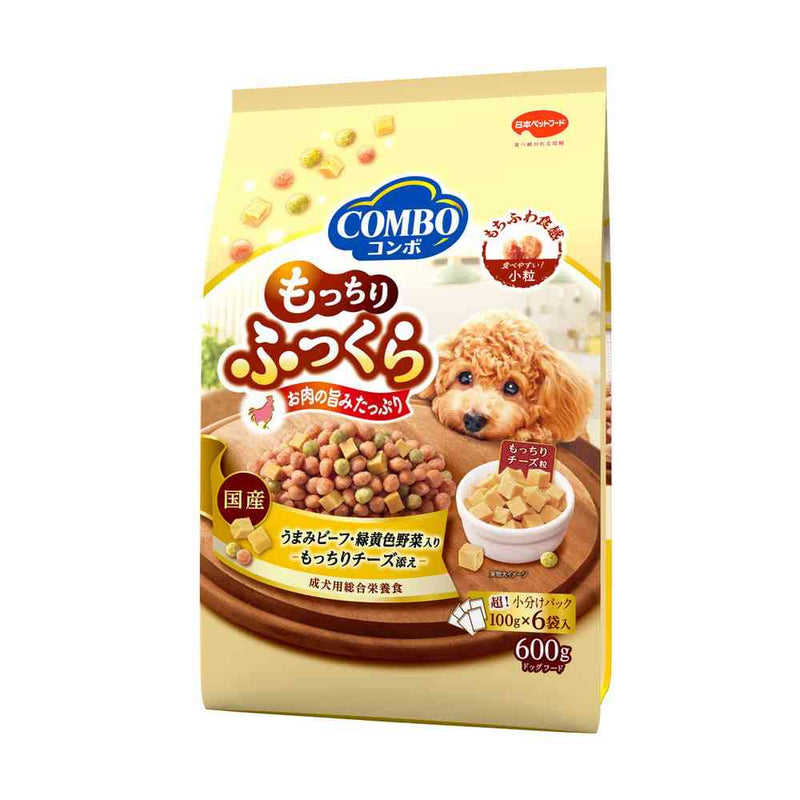 日本ペットフード コンボ ドッグ  もっちりふっくら うまみビーフ・もっちりチーズ添え 600g（100g×6袋入）