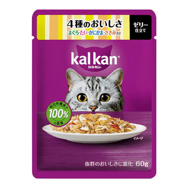 マース カルカンパウチ 4種のおいしさ鮪たいかにかまささみ 60g