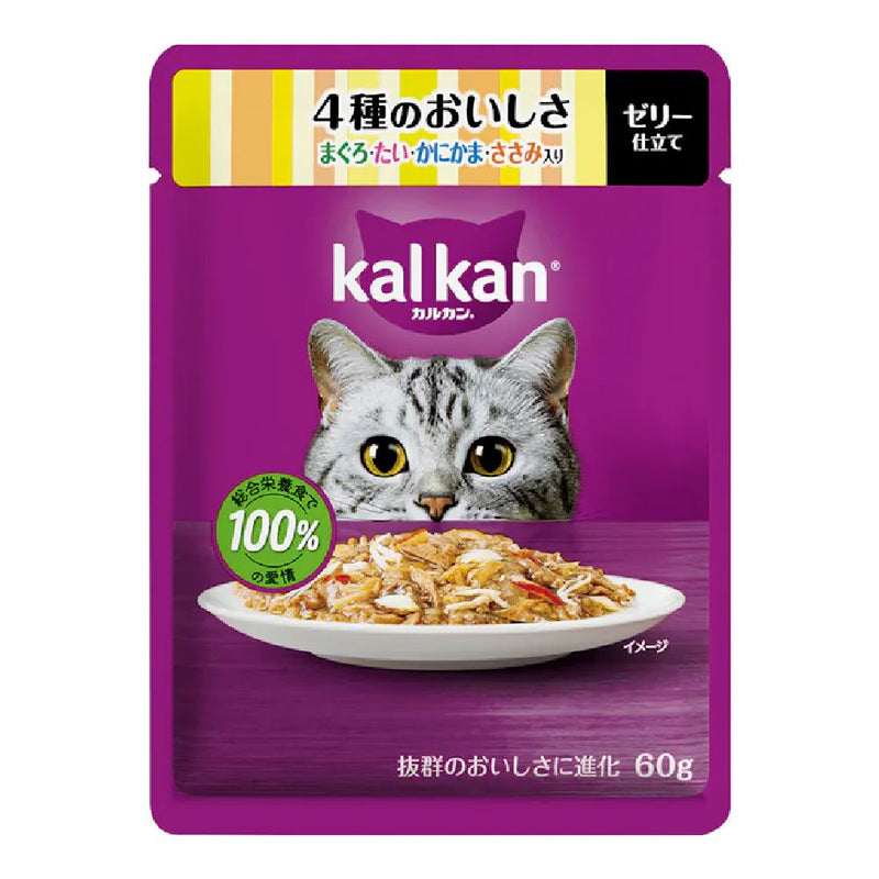 マース カルカンパウチ 4種のおいしさ鮪たいかにかまささみ 60g