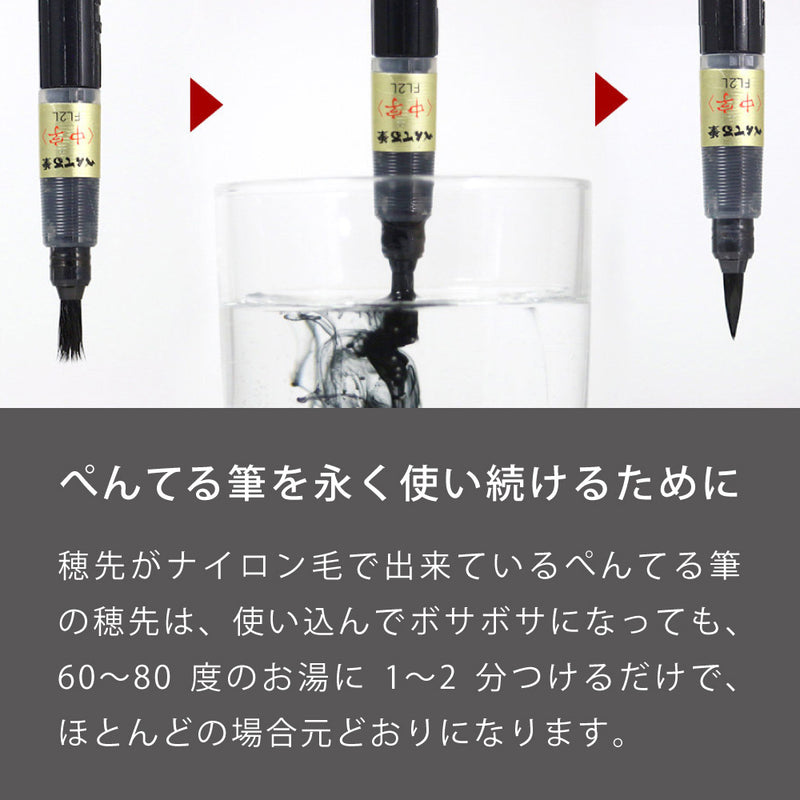 ぺんてる 筆ペン 墨液ぺんてる筆 顔料インキ 中字 黒 XFP6L 1本