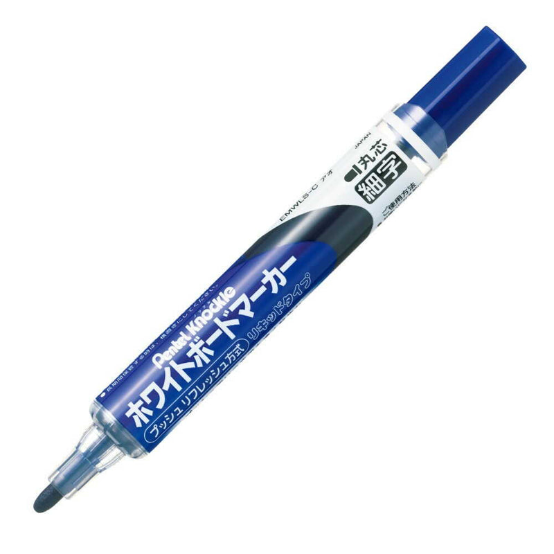 ぺんてる ホワイトボードマーカー ノックル 細字 直液式 青 EMWLS-C 1本