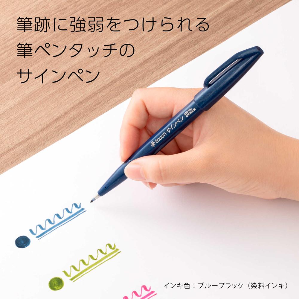 ぺんてる カラー筆ペン 筆タッチサインペン セットB 6色 SES15C‐6STB