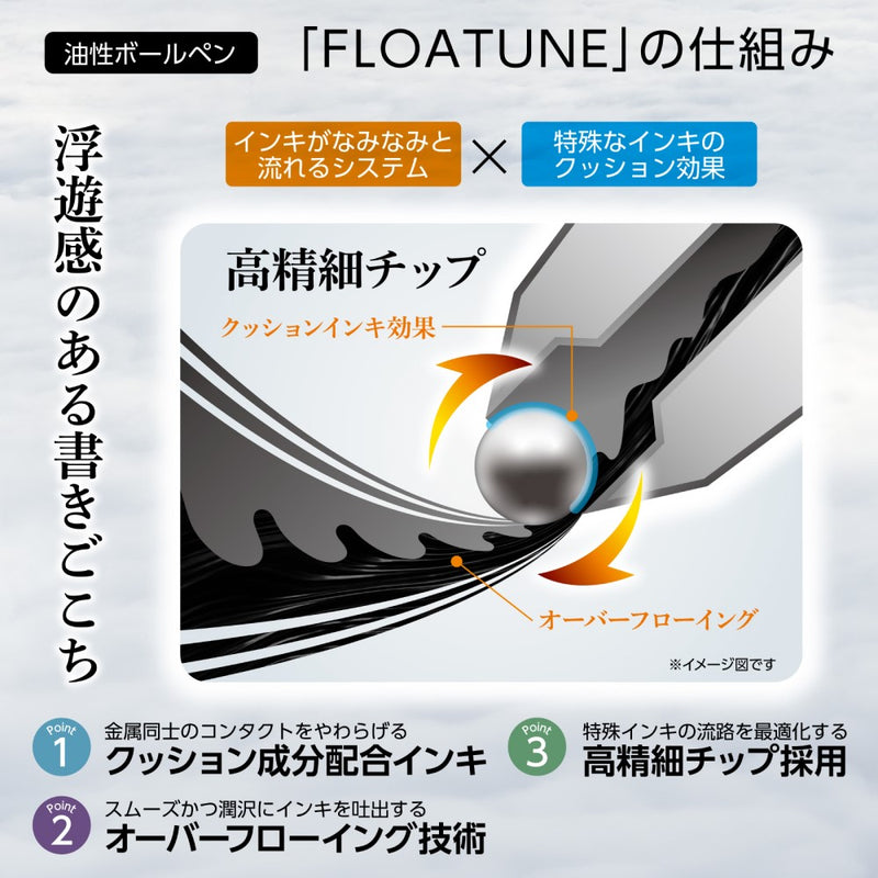 ぺんてる 油性ボールペン FLOATUNE フローチューン 0.3mm 黒 BZN203-A 1本入