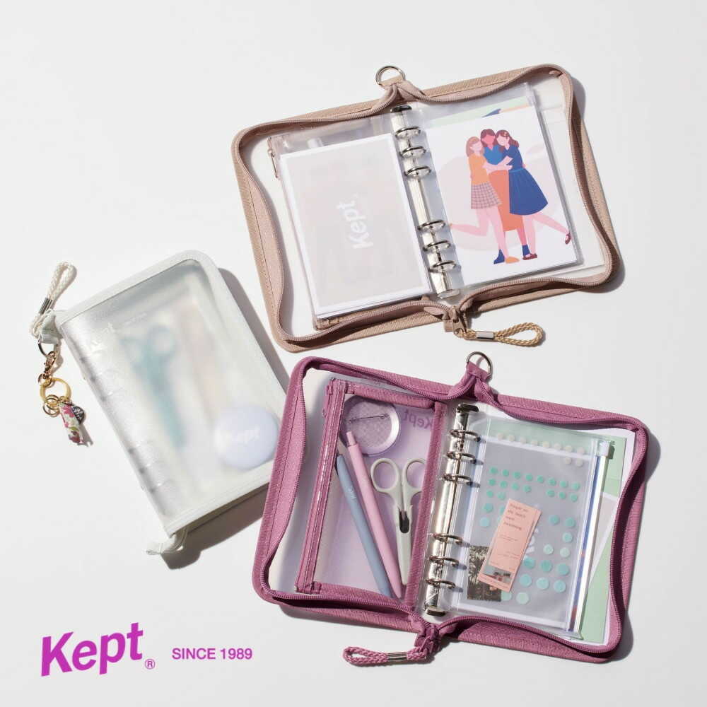 Kept メッシュポーチ（6穴）リフィル ポストカードサイズ サンド