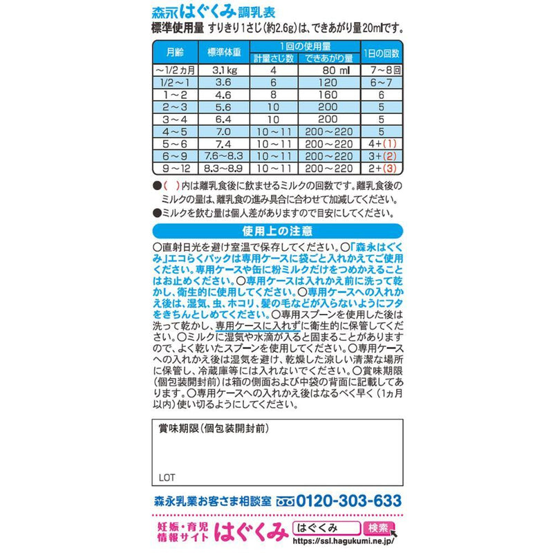 ◆ Morinaga Eco Raku Pack 第一组Hagukumi 400g x 2袋