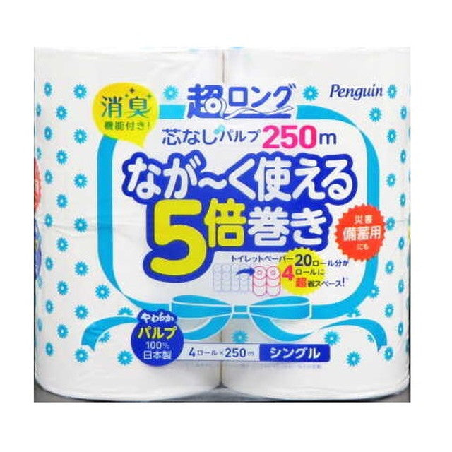 丸富製紙 超ロングパルプ4ロールシングル 107mm×250m