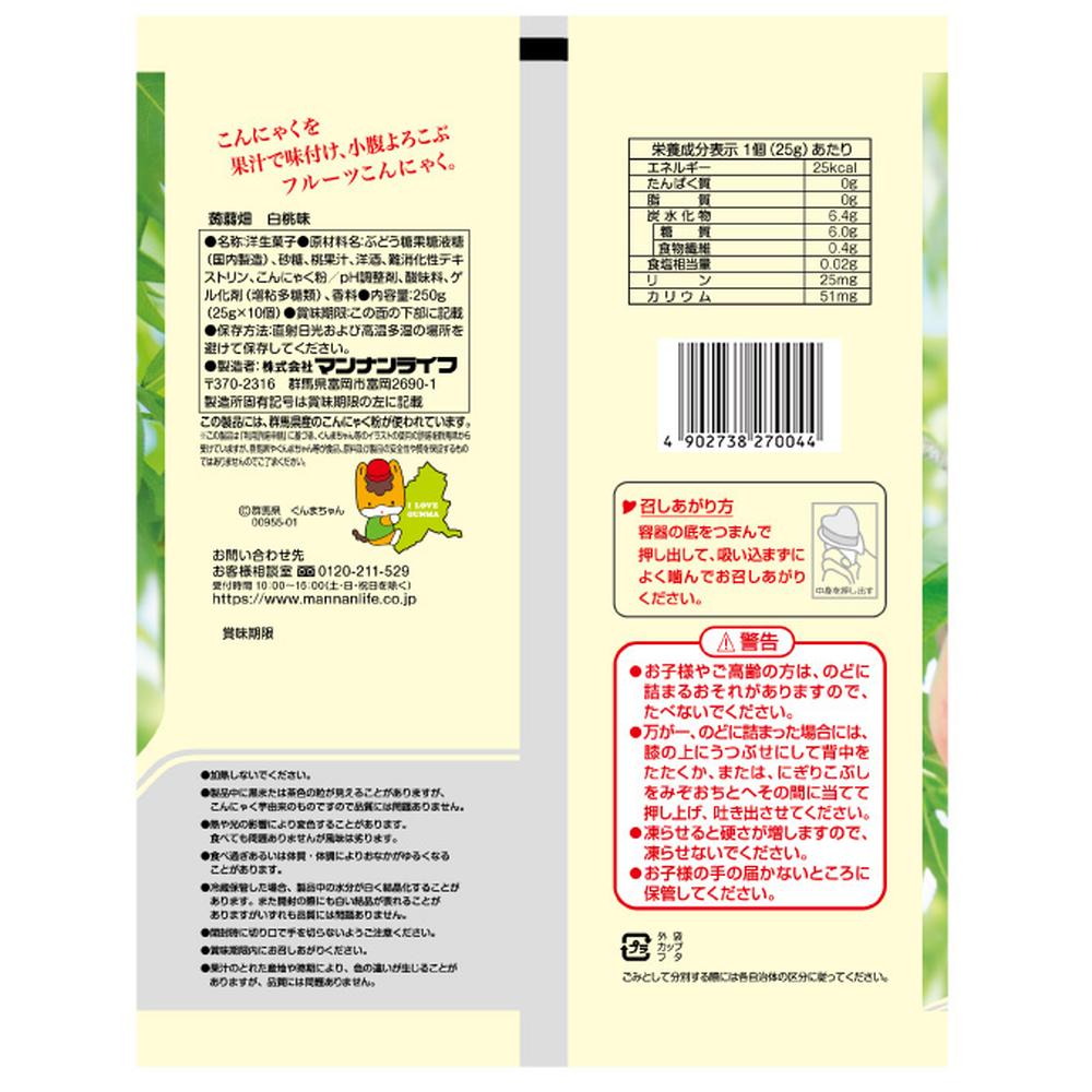 ◇マンナンライフ 蒟蒻畑 白桃味 250g
