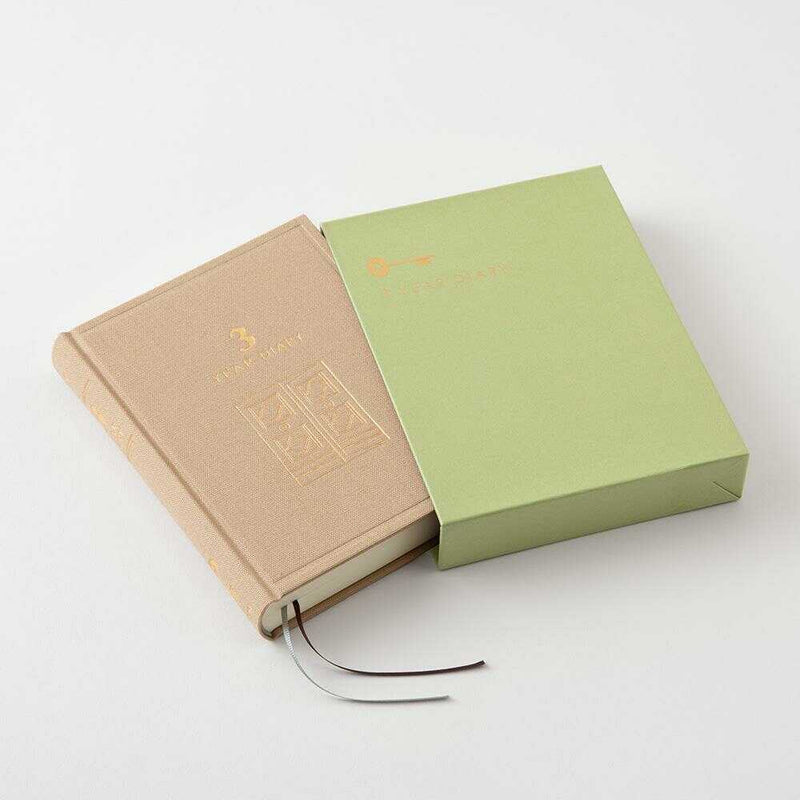 ミドリ 日記 3年連用 扉 ミニ ベージュ 1冊