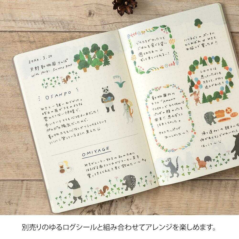 ミドリ ノート＜B6＞ ゆるログ 森の動物柄 1冊