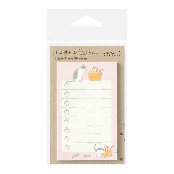 ミドリ 付せん紙 やること ネコ柄 ピンク 30枚入