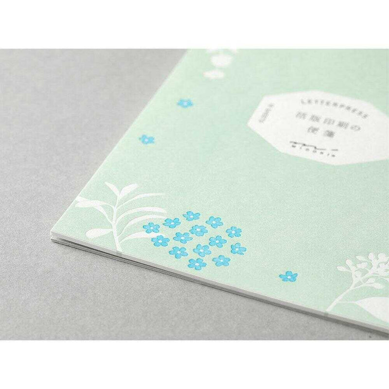 ミドリ 便箋 活版 散らし花柄 1冊16枚