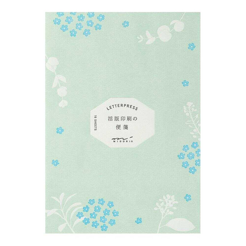 ミドリ 便箋 活版 散らし花柄 1冊16枚