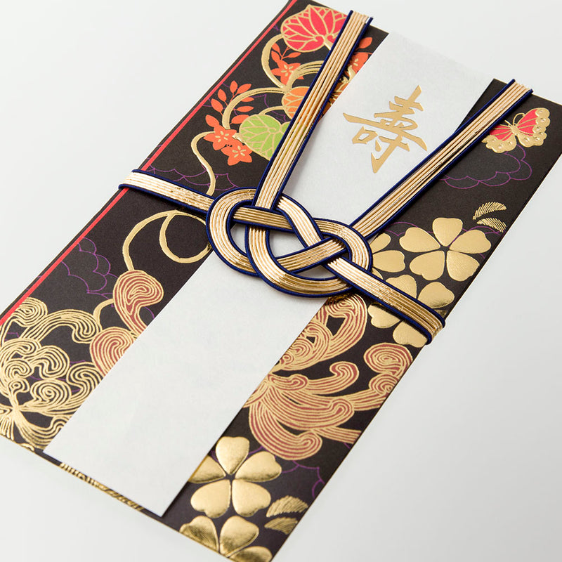 ミドリ 金封 結婚祝 打掛柄 黒 1枚入（中袋付）
