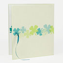 ミドリ カラー色紙 二つ折り リボン付クローバー柄 1枚