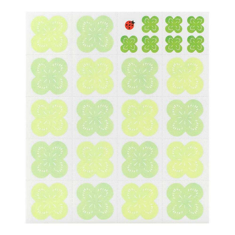 ミドリ カラー色紙 寄せ書きシール付 クローバー柄 1枚