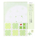 ミドリ カラー色紙 寄せ書きシール付 クローバー柄 1枚
