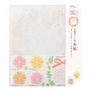ミドリ カラー色紙 寄せ書きシール付 半透明 花柄 1枚
