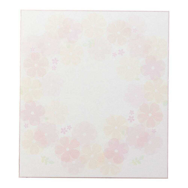 ミドリ カラー色紙 寄せ書きシール付 半透明 花柄 1枚