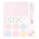 ミドリ カラー色紙 寄せ書きシール付 花柄 1枚
