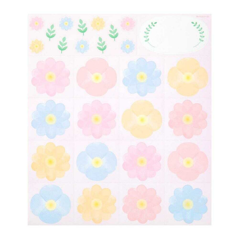 ミドリ カラー色紙 寄せ書きシール付 花柄 1枚