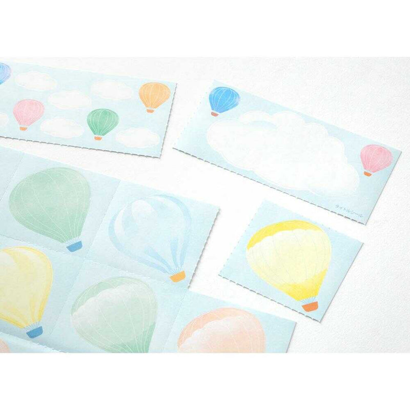 ミドリ カラー色紙 寄せ書きシール付 気球柄 1枚