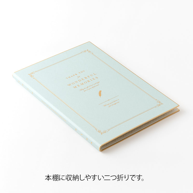 ミドリ カラー色紙<A4> シール付 二つ折り 本型 水色 1個