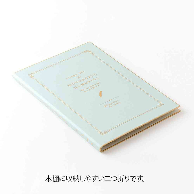 ミドリ カラー色紙＜A4＞ シール付 二つ折り 本型 水色 1個
