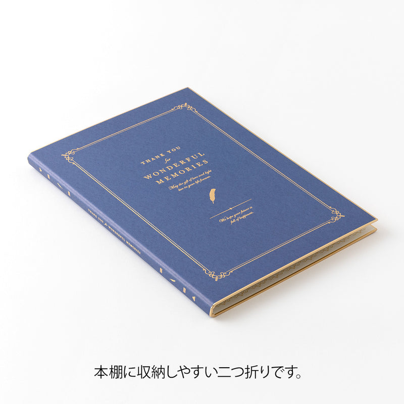 ミドリ カラー色紙<A4> シール付 二つ折り 本型 紺 1個
