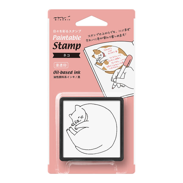 ミドリ スタンプ 浸透印 ネコ柄 1個