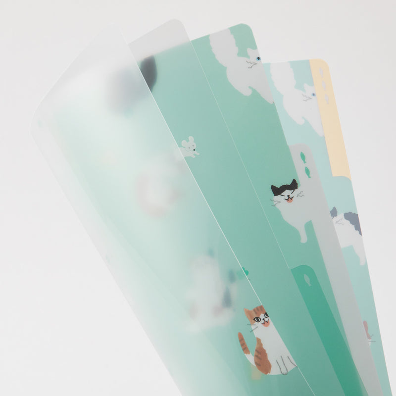 ミドリ 3ポケットクリアホルダー A4 ネコ柄A 1個