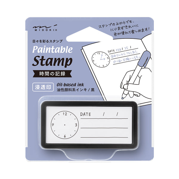 ミドリ スタンプ 浸透印 ハーフ 時間の記録柄 1個