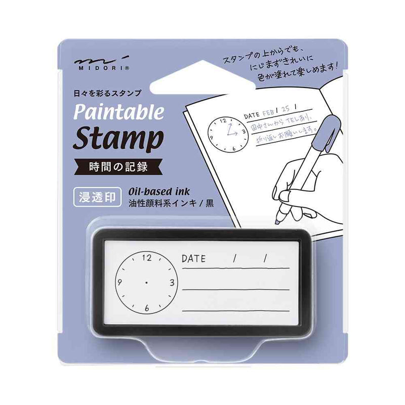 ミドリ スタンプ 浸透印 ハーフ 時間の記録柄 1個