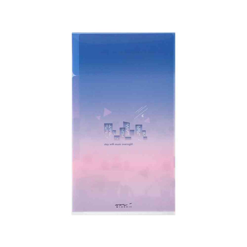 ミドリ 3ポケットクリアホルダー＜A5スリム＞ フラップ付 シティポップ柄 1個