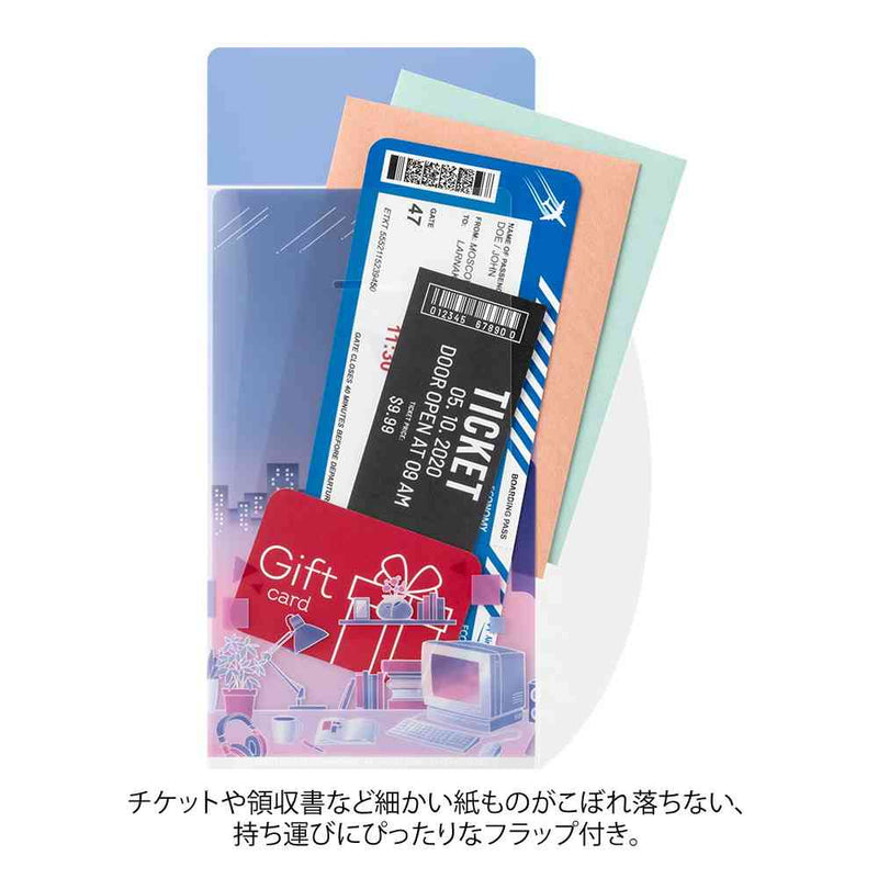 ミドリ 3ポケットクリアホルダー＜A5スリム＞ フラップ付 シティポップ柄 1個