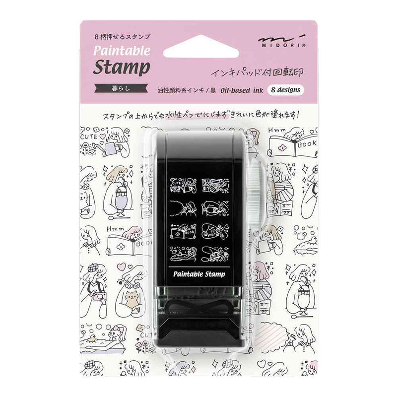 ミドリ スタンプ 回転印 ダイヤル 暮らし柄 1個