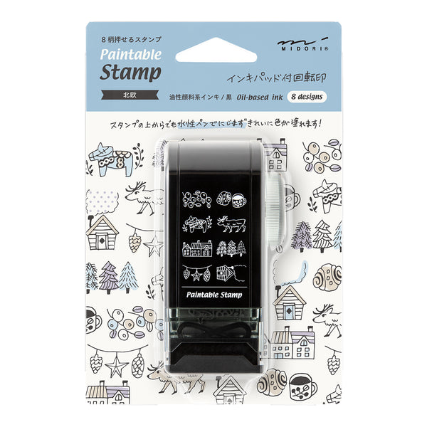 ミドリ スタンプ 回転印 ダイヤル 北欧柄 1個